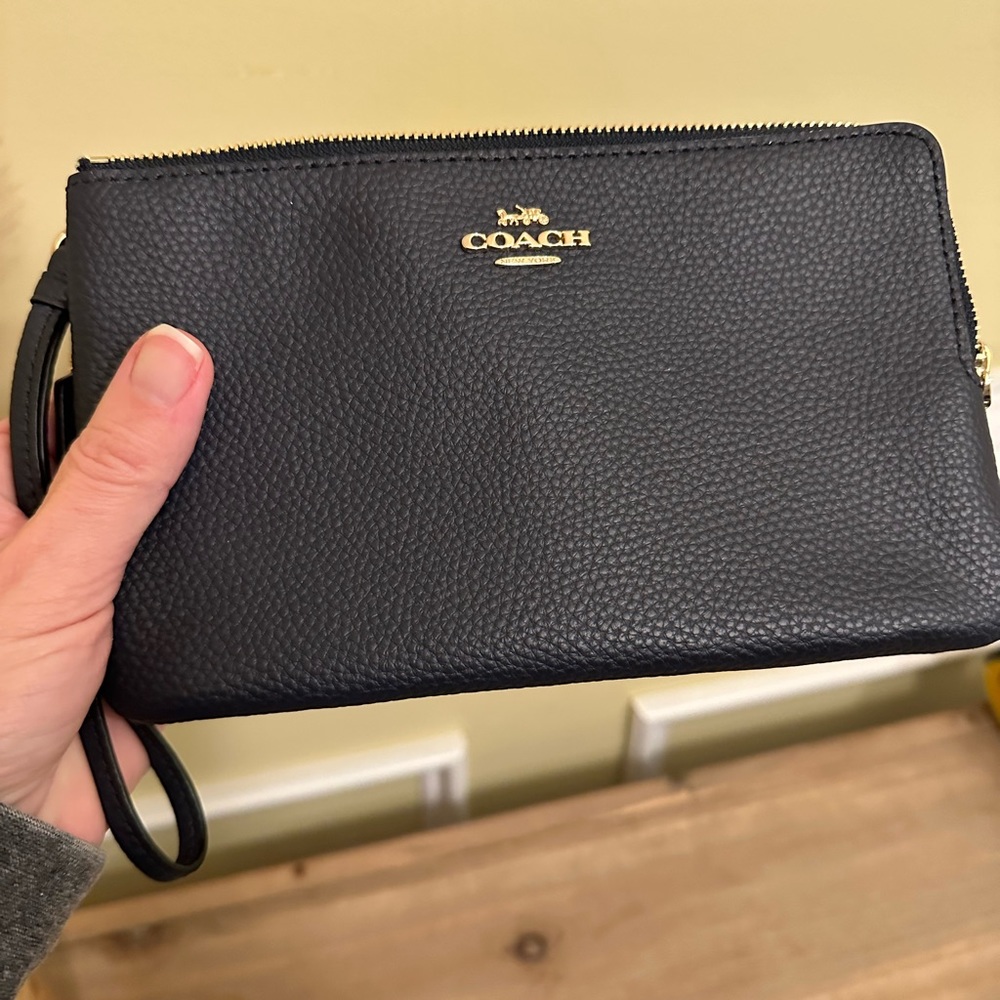 Coach Navy Double Zip Wristlet